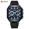 Mens Square Chronograph Watches Stainless Steel Wrist Watch with Date Luminous Hands Waterproof