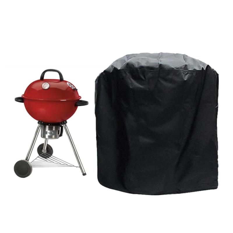 BBQ Cover Outdoor Dust Waterproof Weber Heavy Duty Grill Cover Rain Protective Outdoor Barbecue Cover Round Bbq Grill Black