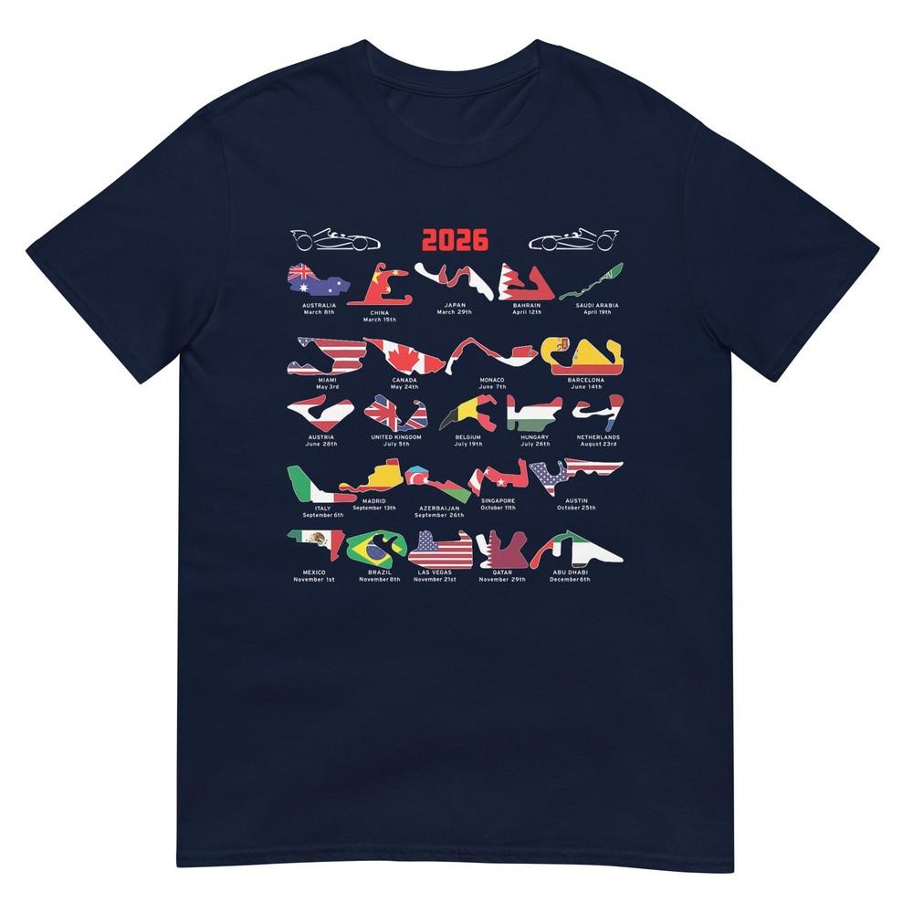 Racing Car 2026 Calendar Circuit Schedule Motorsport Race Tshirt S
