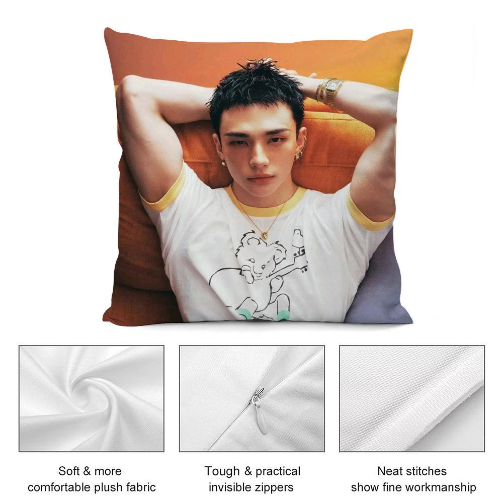 HOT-KPOP Idol h-Hyunjin Pillow Case Short Plush Sofa Decorative Gift Home Double-sided Printing Cushion