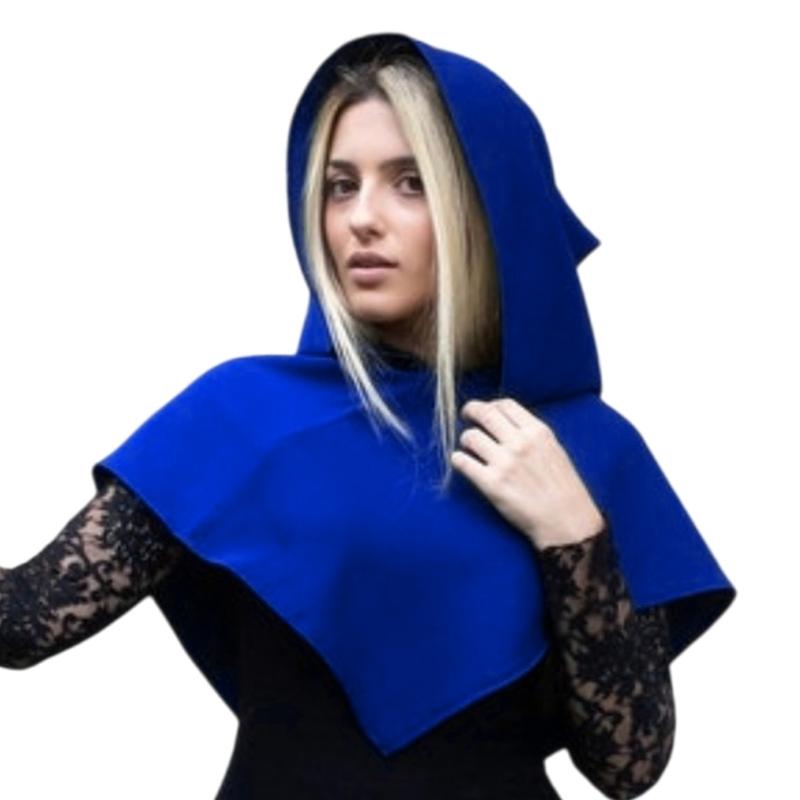 Halloween Grim Cowl Cloak Medieval Pagan Hood Hat Cosplay Costumes Hooded Poncho for Men Women 1 синий