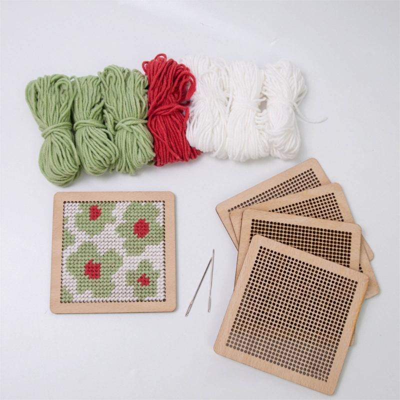 Flower Coaster Crochet Kits Needlepoint Starter Kits with Hook Needlepoint Kits Crochet Starter Kits for Craft Lovers