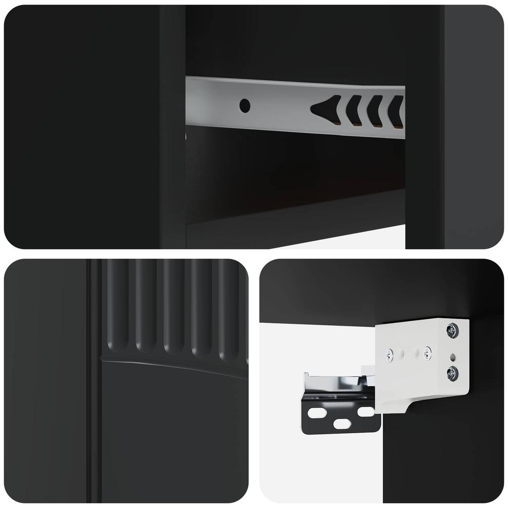 Wall Mounted Nightstand Black 49 X 34.5 X 20 Cm