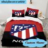 3PCS Custom Name Atletico Madrid Crest Bedding Set, Including 1pc Duvet Cover And 2pcs Pillowcases, Suitable for dorms and bedrooms Gift