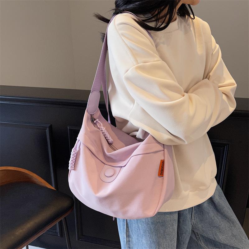 Simple Canvas Crossbody Bag for Women Dumpling Bag Casual Class Bags for Girl Lightweight Travel Bags Sports Bags  