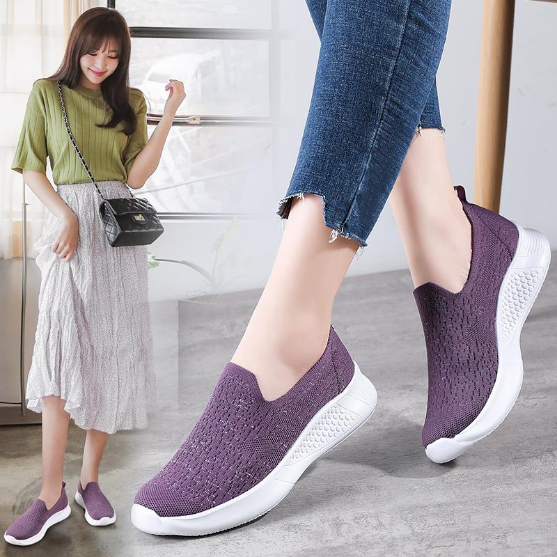 Summer Women Sneakers Comfort Casual Plus Size Flats Loafers Soft Walking Sports Shoes Slip On Large Size