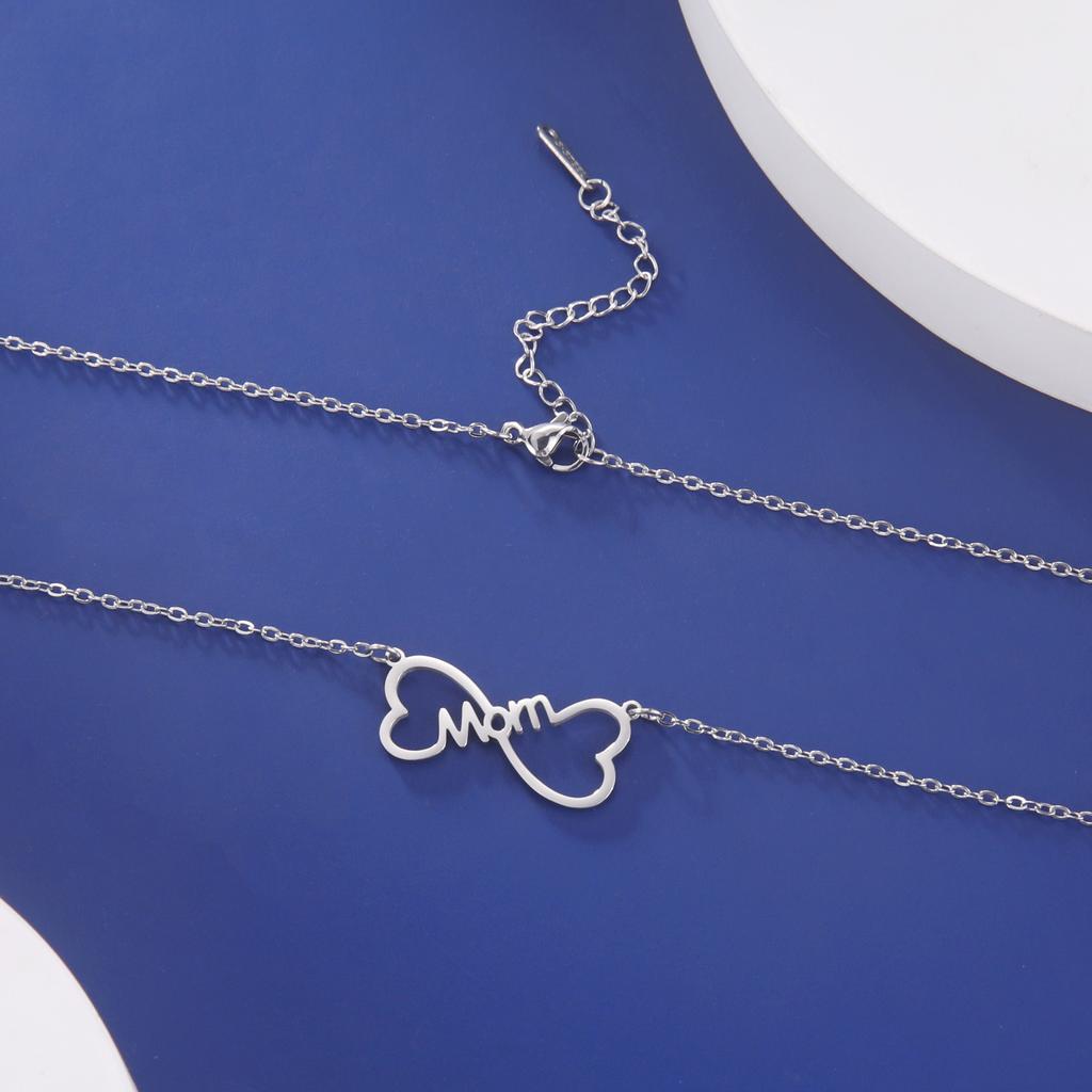 Mama Letter Pendant Butterfly Necklace for Women Stainless Steel  Chain Choker Trendy Family Jewelry Mother's Day Gift for Mom