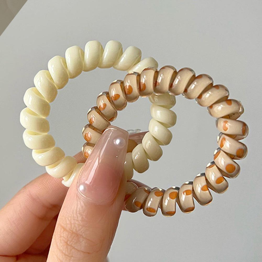 6pcs/set Gradient Telephone Wire Hair Tie Seamless Versatile Translucent Rubber Band Headwear Hair Accessories for Women