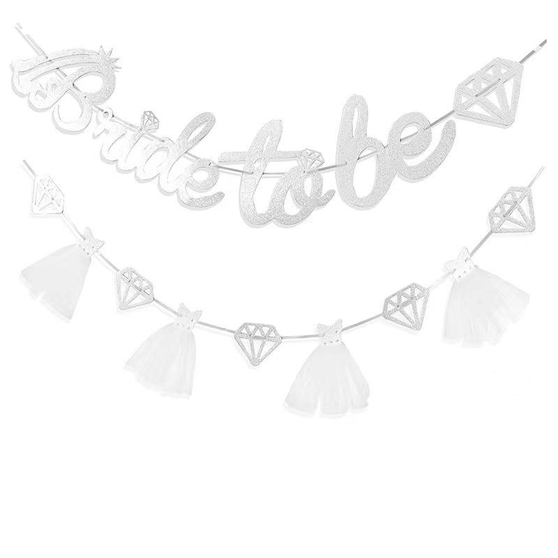 Glitter Bride To Be Banner for Wedding Bridal Shower Decoration Bachelorett Party Diamond Yarn Dress Garland Flag Photo Props