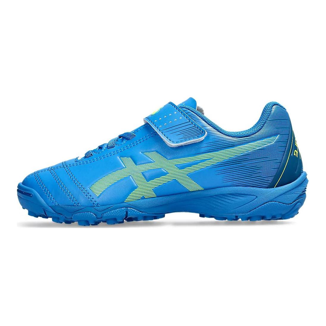 Asics Junior 6 TF Comfortable Durable Breathable Low Top Kids Soccer Shoes Blue Yellow Japanese Version Kids Soccer Shoes 1104A045-400 29.5