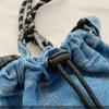 Large Capacity Drawstring Crossbody Bag Solid Color Jeans Shoulder Bag Denim Canvas Bag  Women