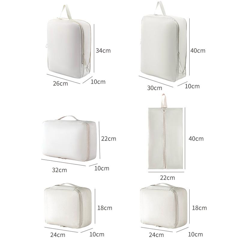 6Pcs Travel Compression Packing Cubes Bag Waterproof Handheld Clothe Separation Storage Bag Portable Suitcase Clothes Organizers