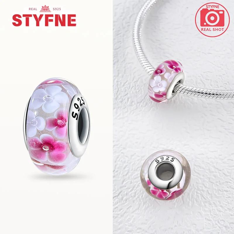

Original Copper Flower Charms Glass Bead Colored Murano Fit Bracelet Diy For Women Fine Jewelry Gifts Making