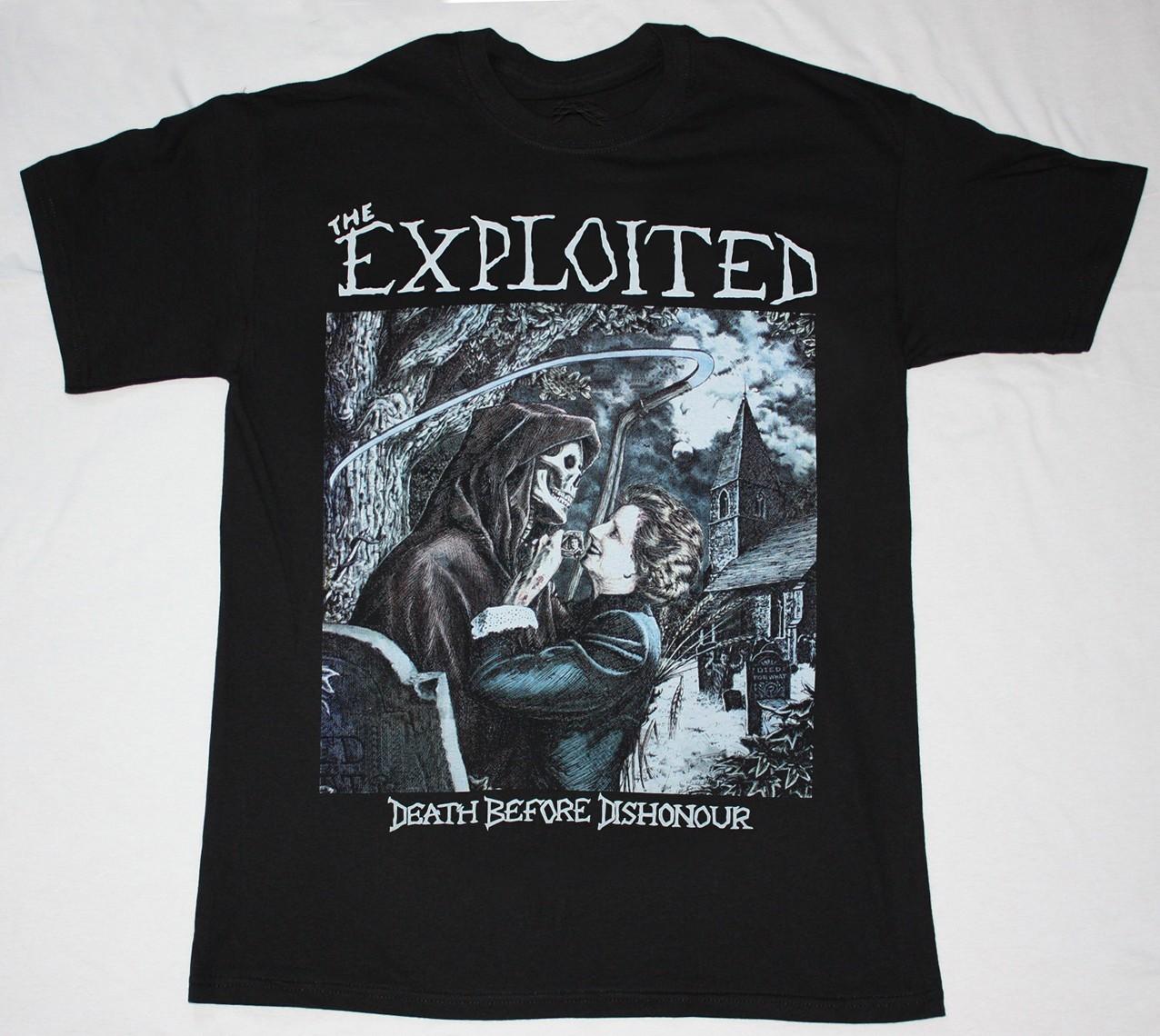 Vtg EXPLOITED DEATH BEFORE DISHONOUR Cotton Black Full Size Unisex Shirt CM726 S