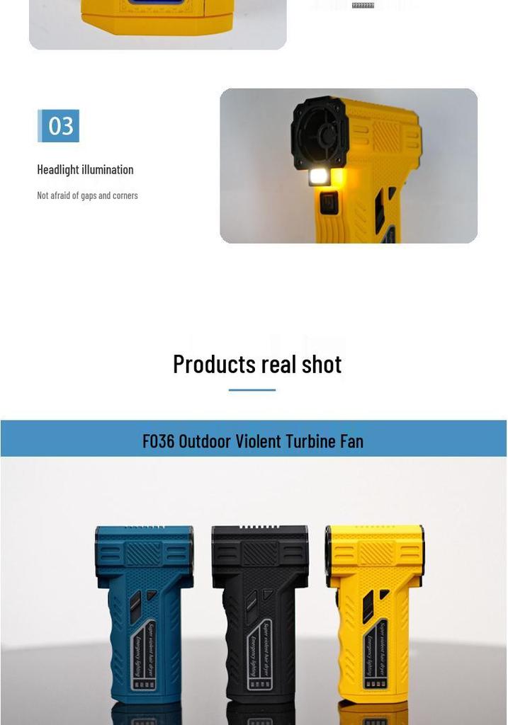 Portable Magnetic Floodlight & Multi-Function Turbine Fan with Adjustable Speed