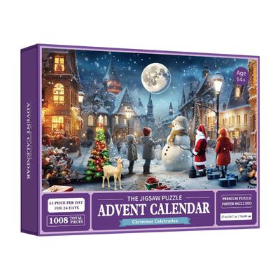 Christmas Puzzle Christmas Advent Calendar 1008 Pieces Jigsaw Puzzles Holiday Countdown Calendar Christmas Gifts for Kids Adults