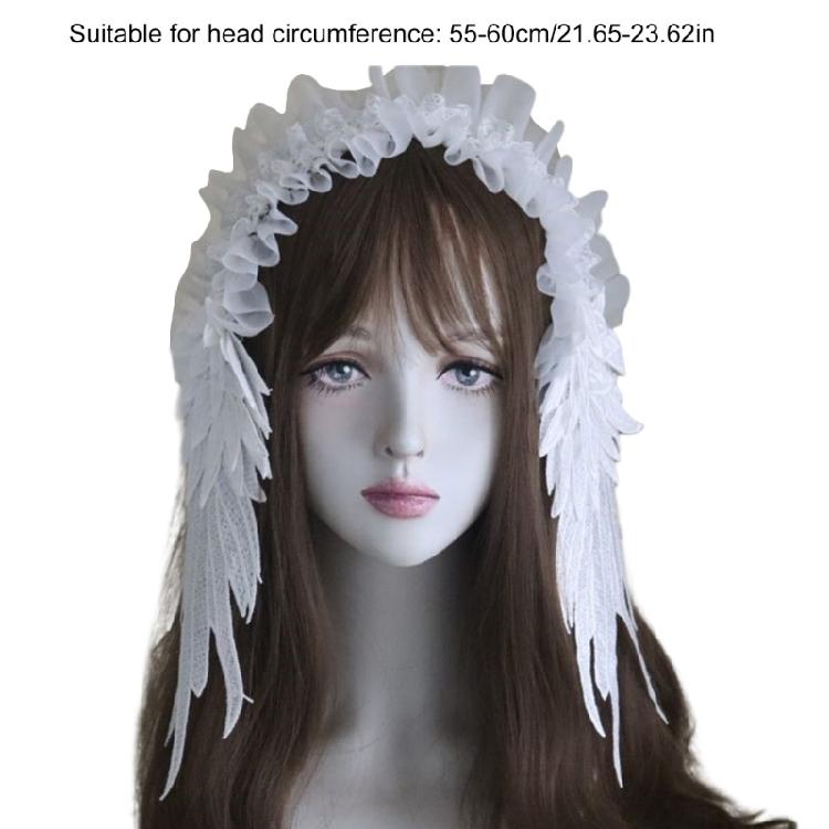 Angel Wing Anime Costume Lace Headband Adjustable Hairband For Women and Girl All Age Headwrap For Costume Event