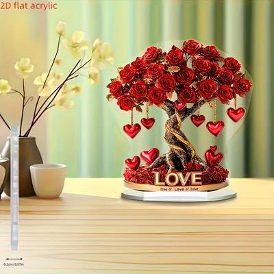 Elegante Kristall-Herz-förmige Rosenbaum-Dekoration "Baum der Liebe" goldener Sockel - die beste Dekoration für den Valentinstag