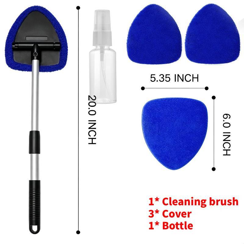 Car Windshield Cleaning Brush With Extendable Handle And Microfiber Cloth For Streakfree Glass Cleaning