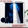 Flat Printing Curtain Cosmic Blue Rose Digital Printed Polyester Drapes Seasonal Party Holiday Decor Use Yard Set Of 2 Made Washable