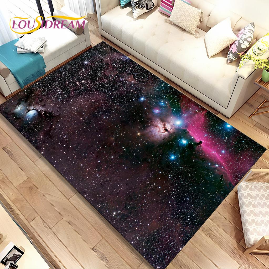 Galaxy Universe Space Stars Area Rug,Carpet Rug for Home Living Room Bedroom Sofa Doormat Decor,Kids Play Non-slip Floor Mat HD