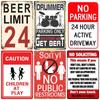 Vintage No Parking Metal Sign, Caution Metal Poster, Warning Slow Down Road Sign, Private Road, Home Decor, WY263