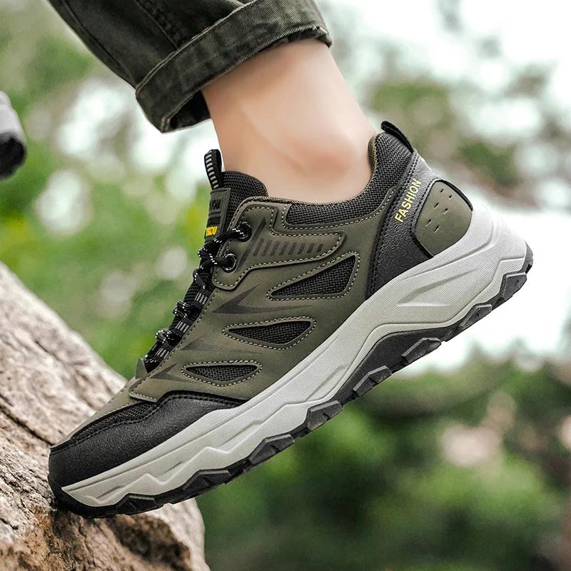 Mens Hiking Shoes Breathable Lace Up Trekking Male Cushioning Outdoor Climbing Tourism Sneakers for Men 2025 Zapatos Para Hombre