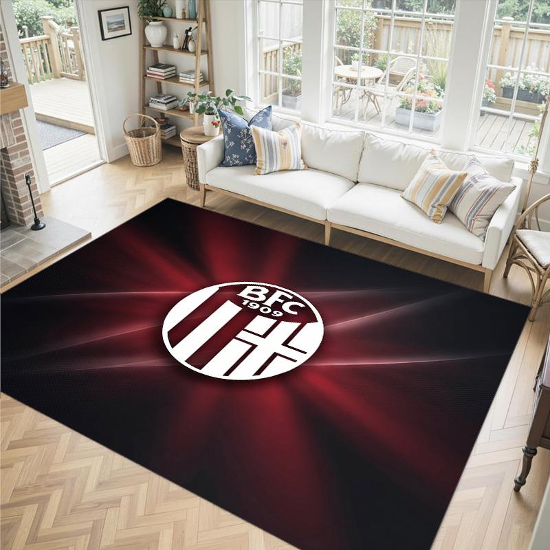 Bologna FC Design Crystal Velvet Carpet Cozy Non?Slip Printed Rug For Bedroom Living Room Entrance