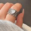 Copper Rings For Women Geometric Fine Jewelry Finger Adjustable Wide Heart Stone Ring For Party Birthday Gift