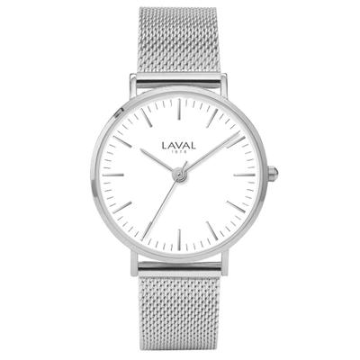 [R5433] - Milanese Designer Watch 'Laval' Silver White - 40 Mm