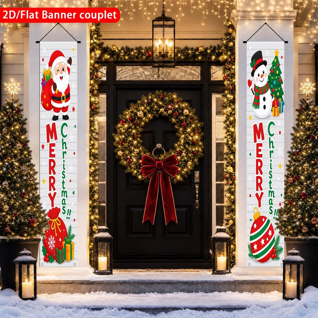 2pcs Christmas Cartoon Door Couplet 12x70.8in