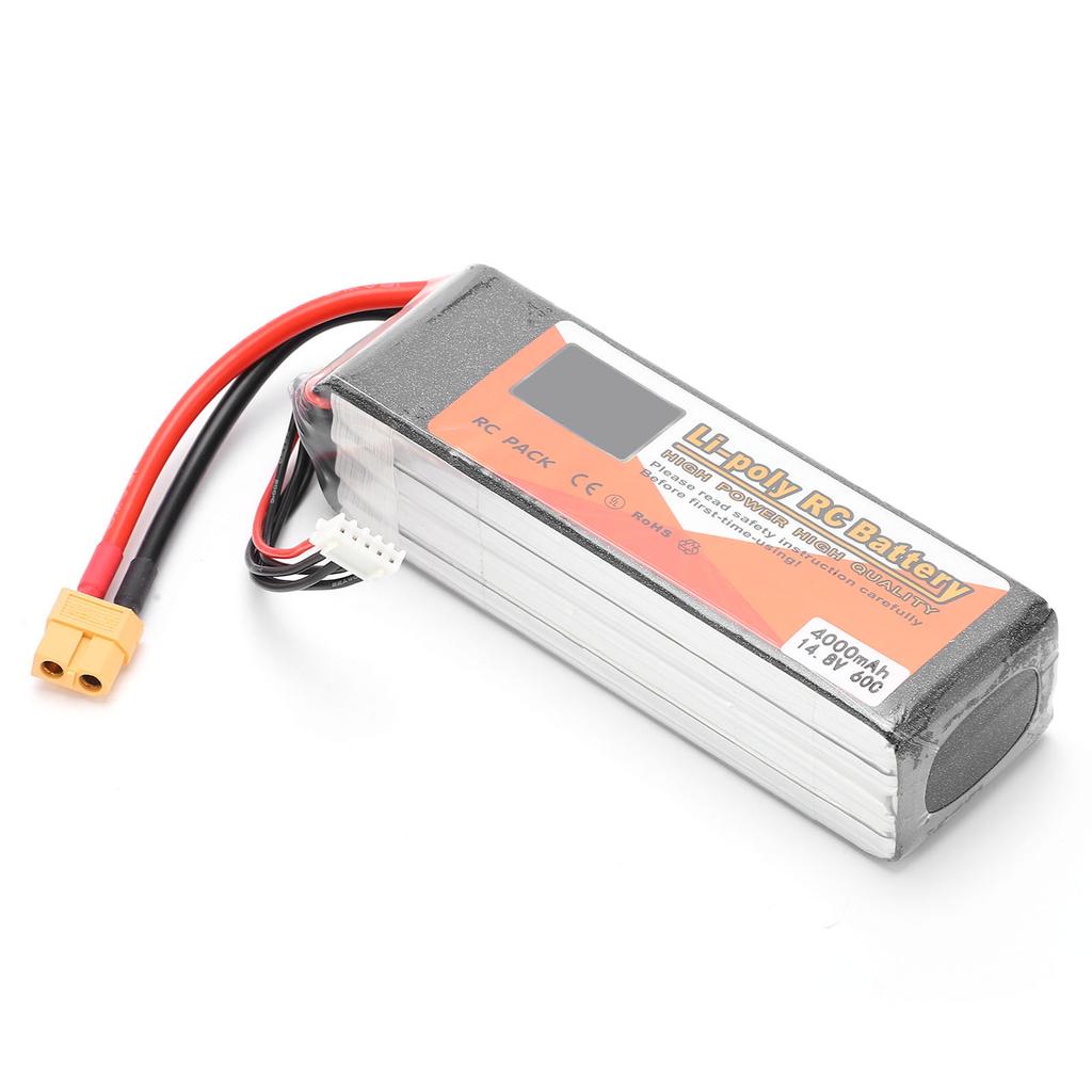 14.8V 4000mAh 4S 60C Lipo Battery Pack with XT60 Plug RC Battery for RC Car Boat Helicopter Drones