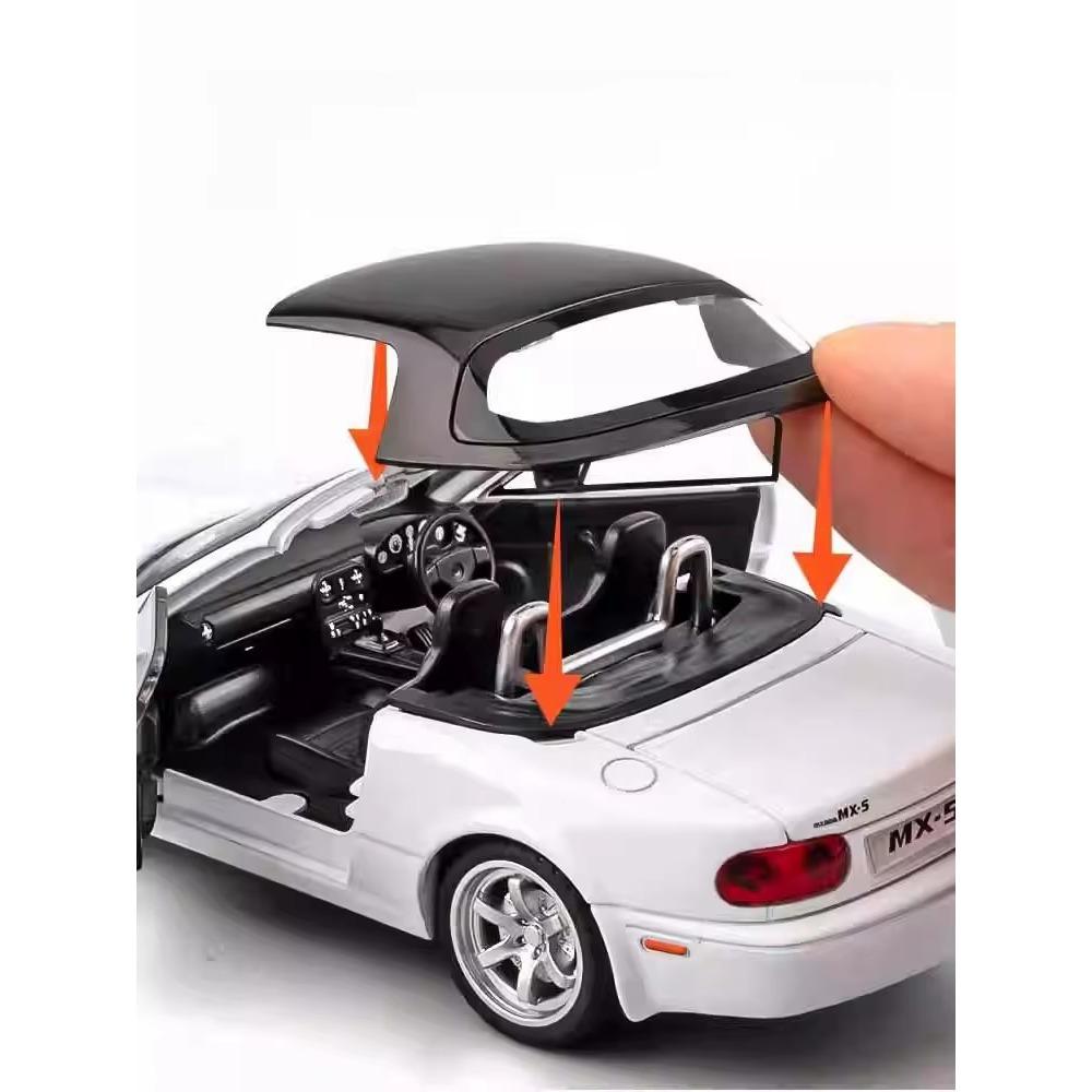 1/32 Mazda MX-5 Miniature Diecast Miata RoadSter Toy Car Model Sound & Light Doors Openable Collection Gift for Children Boy Kid