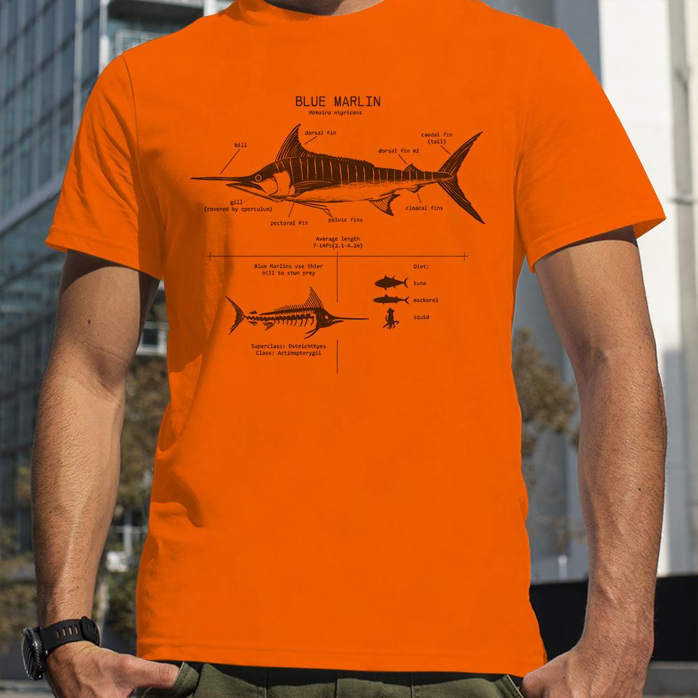

Great Blue Marlin Anatomy T-Shirt New Summer Men Street Short Sleeve Hip Hop Punk Style Boy Loose Oversized Casual Top Tees 4XL