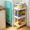 Storage Cart Carbon Steel 3 Tier Removable Foldable Rolling Storage Organizer Cart for Kitchen Bedroom