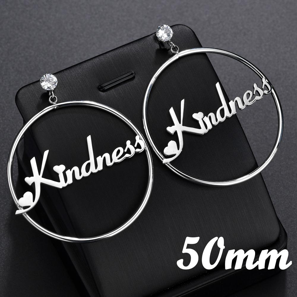 Atoztide Personalized Name Stainless Steel Letter Earrings For Women 3 Color Custom Name Cricle Earrings Weddings Party Jewelry