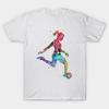 Men Black Print T-shirt Soccer Girl Watercolor Painting Art Print Gifts No-Cut Transfer Paper Print Cotton Tshirt