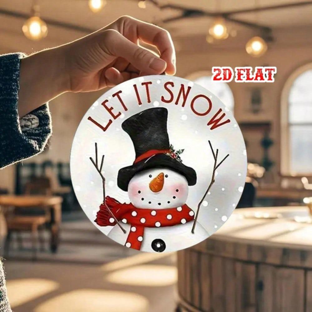 Snowman Tin Metal Sign Vintage Winter Wall Decor Red White Polka Dots Home Cafe Christmas Holiday Decoration