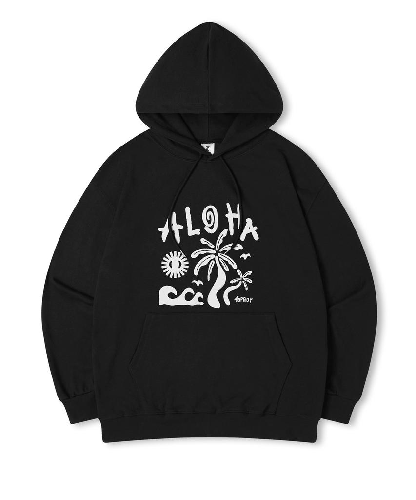 Aloha Oversized Fleece-Lined Printed Hooded Sweatshirt