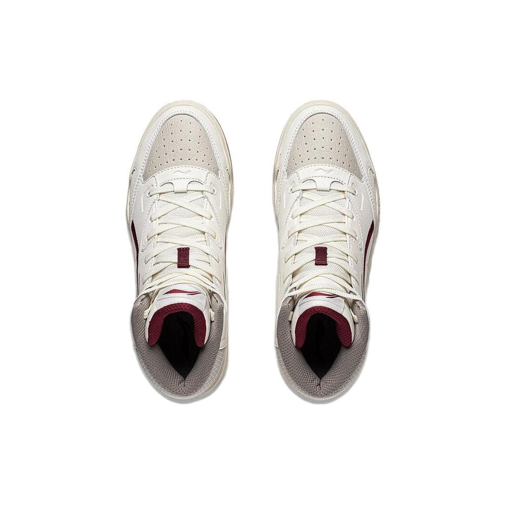 Li Ning Desert Plains Cushioning Lightweight High top Skateboard Shoes Men's White Gray AGCT285-2