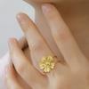 Adjustable Gold Plated Flower Rings for Women Stainless Steel Finger Rings 2026 Trendy Jewelry Anniversary Party Gifts New