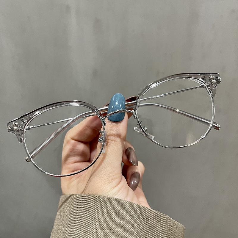 Fashion Semi-Rimless Men Glasses  Material Anti Blue Light Eyeglass Frames Korean Fashion Women'S Glasses