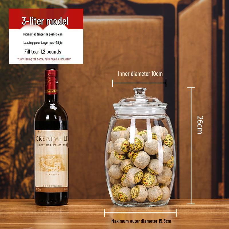 Large Glass Food-Grade Storage Jar for Dried Tangerine Peel and Tea Sealed for Freshness