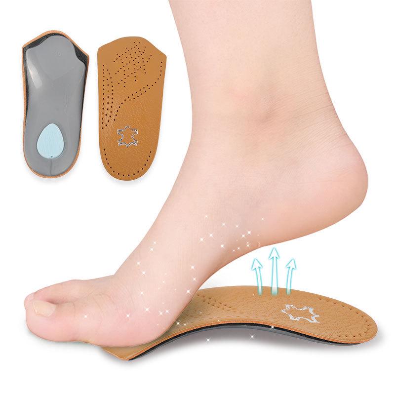 

Yellow Leather Arch Support Half Insoles for Flat Feet - Non-Slip & Invisible for Men and Women 45/46 жовтий/коричневий