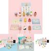 Fun Wooden Simulation Ice Cream Shelf Model Children Toy Set For Kids With Pretend Food And Sensory Development