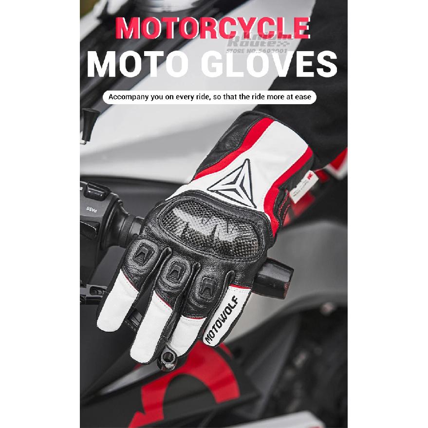Motorcycle Gloves Leather Men Gloves Summer Cycling Motorbike Guantes Moto Motocross Bicycle Touch Screen Breathable Protective
