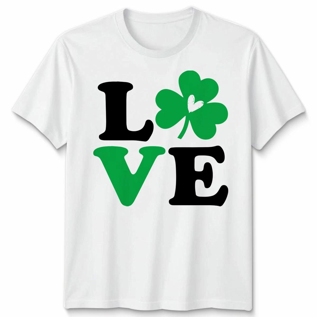 

Lover St. Patrick S Day Unisex TTshirt Cute Leaf Love With Shamrock Couple 4XL