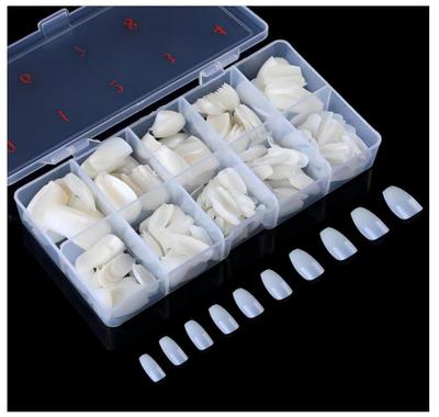 500Pcs Full Cover Fake Nail Tips, Short Coffin Nails Tips Natural Full Cover Press On Nails for DIY Nail Salon (natural)