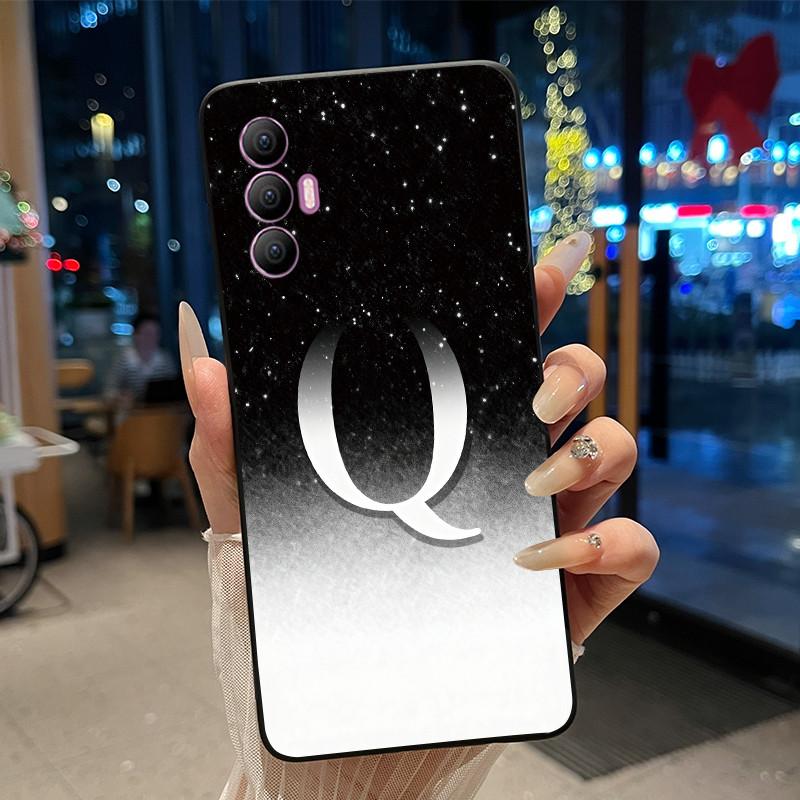 Phone Cover For Tecno Spark 8 Pro Case Stylish New Letter With Flower Shiny Starry Sky Soft Black Anti-scratch Back Cover