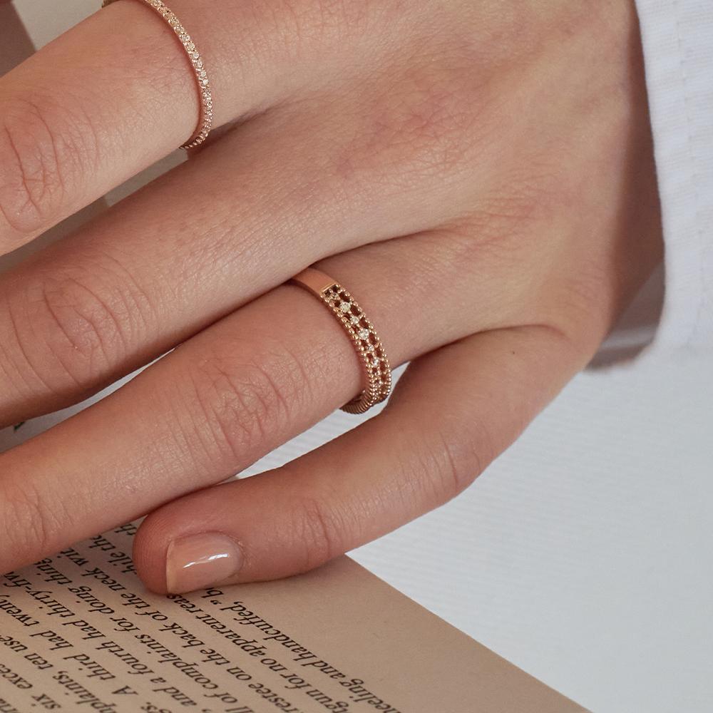 Loveenb [14K Gold] Perlée Gold Cubic Ring